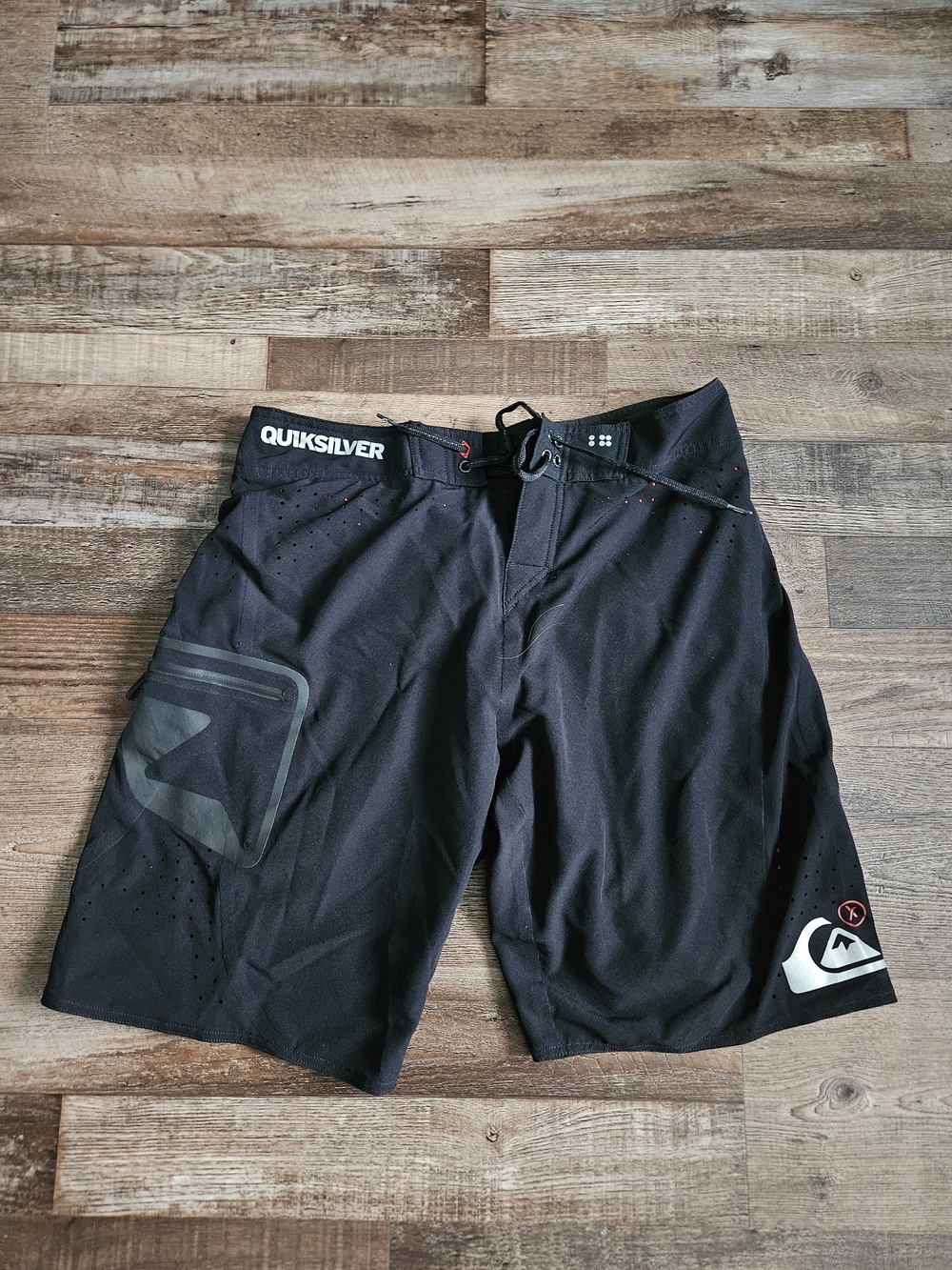 Quiksilver Black Boardshorts with White Logo